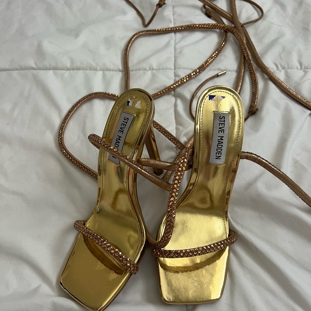 Steve Madden glitter heels gold